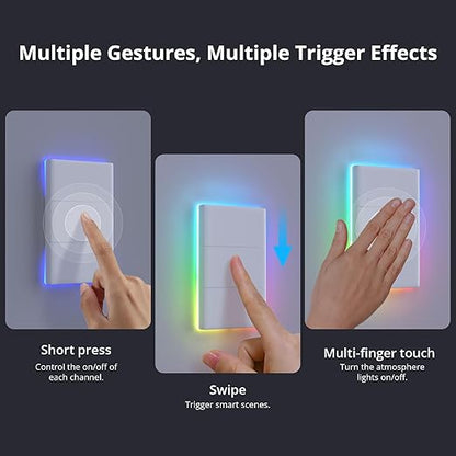 SONOFF Smart Light Switch, 2.4GHz WiFi Interruptor Inteligente, Neutral Wire Required, Voice Control with Alexa and Google Home, Touch Button, Wall Mounting, T5 2 Gang 1 Way