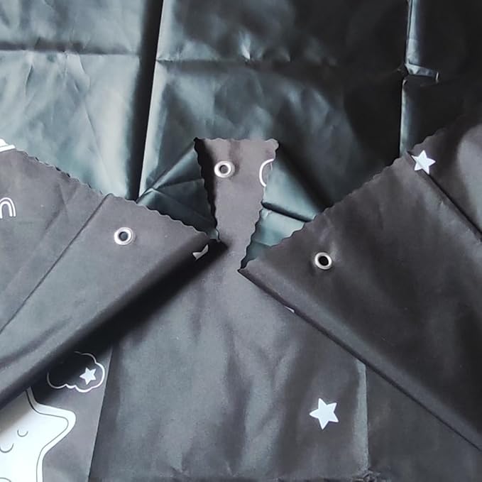 Cute Opaque Bottom Bunk Bed Curtains Privacy Cloth Underbed Curtains for Boys Girls 2 Panels 100% Blackout, Black Star