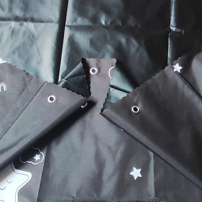 Cute Opaque Bottom Bunk Bed Curtains Privacy Cloth Underbed Curtains for Boys Girls 2 Panels 100% Blackout, Black Star
