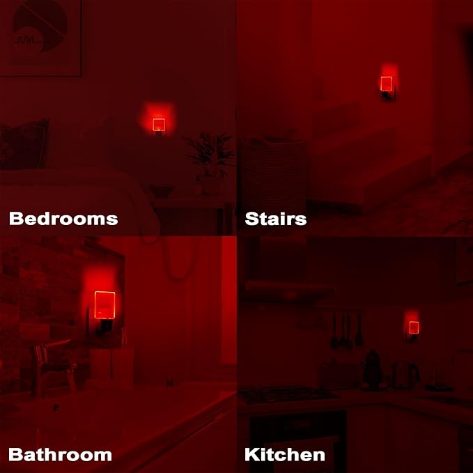 2 Pack 0.5W Plug in LED Night Light with Dusk to Dawn Sensor Red