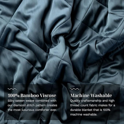 LUXOME Lightweight Blanket | 100% Rayon (Viscose) from Bamboo Fabric & Fill | King/Cal King - 98"x92" | Thermal-Regulating | Ocean