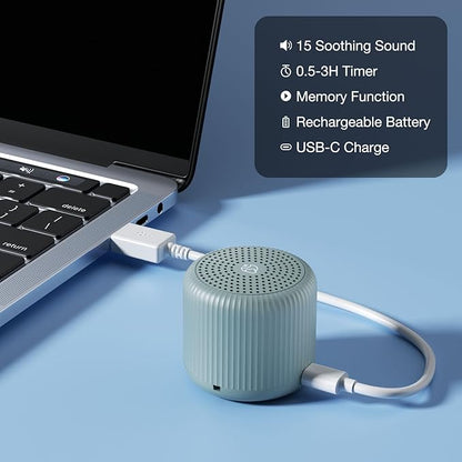 White Noise Machine Baby Portable Sound Machine,LEICEX Travel Sound Machine,15 Non-Looping Sound Timer and Memory Play, Mini White Noise Machine for Sleeping Office Travel （Slate）