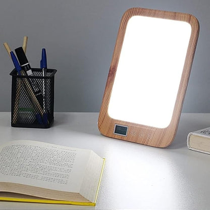 Wood Grain Light Therapy, 45000 Lux LED Light Box, with 3 Color Modes, 6 Brightness Levels & Stepless Dimming, Sunset Mode Timer Settings Function,Wood Grain
