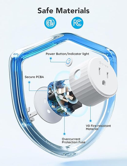 Govee Smart Plug, WiFi Plugs Work with Alexa & Google Assistant, Smart Outlet with Timer & Group Controller, WiFi Outlet for Home, No Hub Required, ETL & FCC Certified, 2.4G WiFi Only, 2 Pack