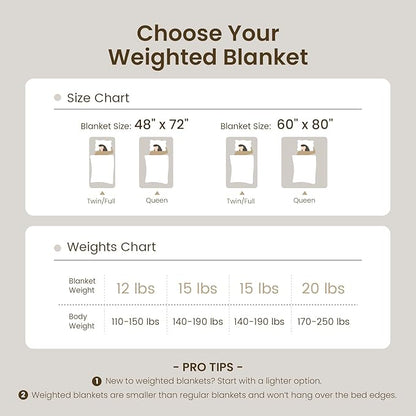 Drewin Weighted Blanket 15lbs, Adult Weighted Blankets with Double-Sided Shaggy Sherpa, Soft Plush Jacquard Bed Blanket for Sleeping and Calming, Ceramic Beads, Cream White, 48 x 72 inches