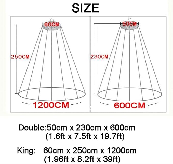 EMF Protection Dome Bed Canopy,Blocks Radiation/EMF/WiFi/ 5G & Other RF Mosquito Net Made by Silver Coated Mesh(Size:King(60x250x1200cm/2x8.2x39ft)) (Color : King(60x250x1200cm/2x8.2x39ft))
