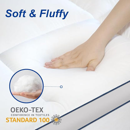 Queen Mattress Topper,Extra Thick Mattress Pad Cover for Deep Sleep,3D+7D Snow Down Alternative Fill Overfilled Plush Pillow Top Mattress with 8-23 Inch Deep Pocket-White