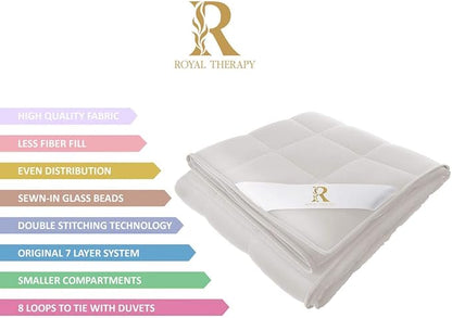 Royal Therapy Weighted Blanket - Heavy 100% Cotton Blankets with Premium Glass Beads (48''x78'' 15lbs, Coastal Fog), Suitable for One Person (~200lb)
