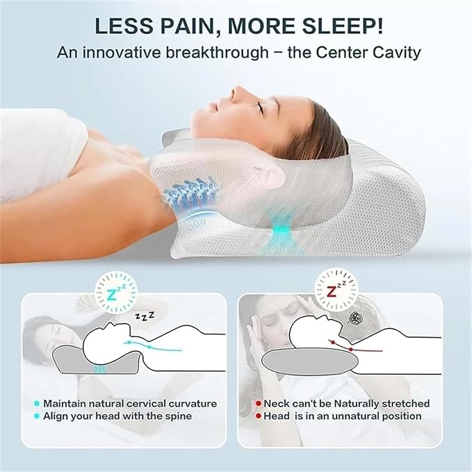 Sleep Apnea Pillow,Cervical Pillow for Sleep Apnea,Premium Memory Foam Pillows for Neck Pain Relief, Neck Support Ergonomic Pillows Side Sleeper Pillow, for Side, Back, Stomach Sleepers (Grey)