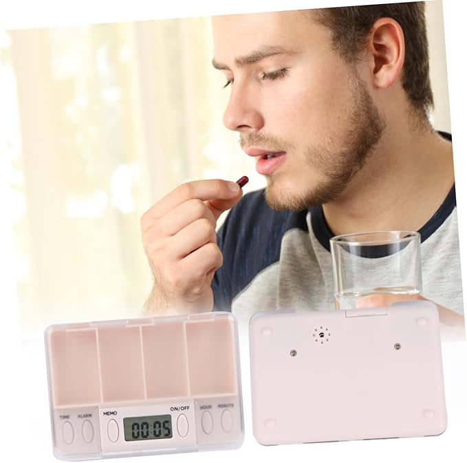 NOLITOY Smart Portable Medicine Organizer with Timed Reminder for Seniors Durable Compartments Case with Alarm Function for Daily Medication Management