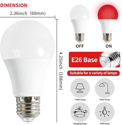 625nm Red Light Bulbs for Sleep, 3W 100% Blue Light Block Light Bulbs that Mimics the Natural Tones of Sunset, Promote Melatonin Production, Relieve Stress, Perfect for Baby's Bedroom, Sleeping, 4PK