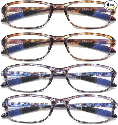 Computer Blue Light Blocking Reading Glasses(Flexible and Lightweight) UV Protection Readers Anti Eyestrain for Women Men (4 Tortoise, 4.00, multiplier_x)