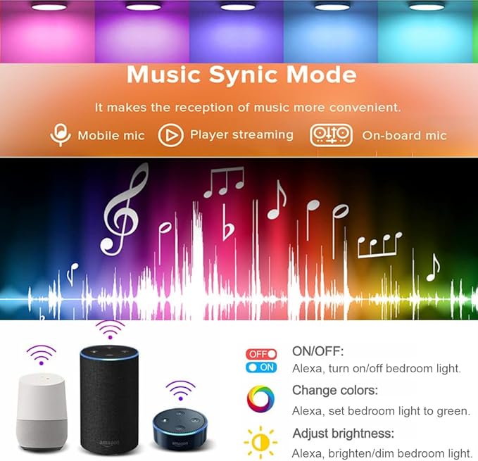 4 PCS Aluminum Round WiFi RGB Under Cabinet Lights Kit,Work with Alexa,Goog le Assistant,App and 2.4G RF Remote,Music Sync LED Light with Timmer Dimmable Under Counter Lights for Kitchen Bedroom