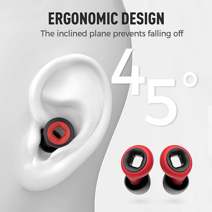 Ear Plugs for Sleeping Noise Cancelling,45db Motorcycle Ear Plugs for Noise Reduction with 8 Eartips,Reusable Silicone Earplugs for Sleep,Concerts,Work,Study,Snoring,Travel (Red and Black)