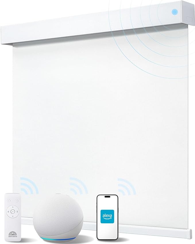 Smart Roller Shades for Windows, Alexa Blackout Motorized Blinds with Remote Control, Easy Install Automatic Electric Blinds for Indoor (39" W x 72" H, White)