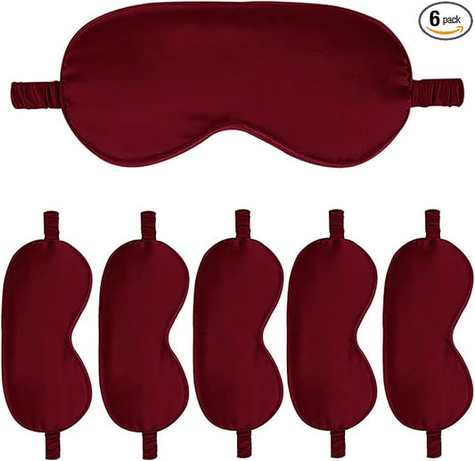 6PACK Silk Sleep Mask Satin Eye Masks Blackout Silky Eyeshade Cover Soft Blindfold Eyeshades for Women Sleeping Travel Gift