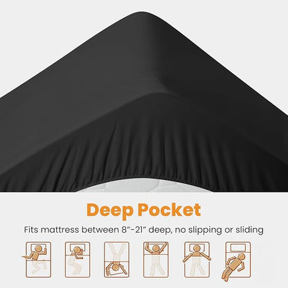 MATBEBY Twin XL Mattress Pad - Cooling Breathable Mattress Topper, Quilted Fitted Mattress Protector, Pillow Top Mattress Cover with 8-21" Deep Pocket, Soft, Machine Washable, Black, Twin Extra Long