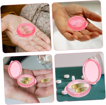 Baluue 3pcs Round Pill Organizer Portable Daily Medicine Dispenser for Travel Sealed Compartments for Vitamins and Medication for Home and Outdoor Use