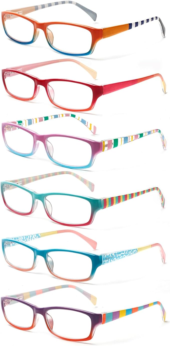 Kerecsen Computer Reading Glasses for Women Blue Light Blocking Glasses for Reading Fashion Pattern Print Eyeglasses for Womens(Mix Color -5, 2.50)