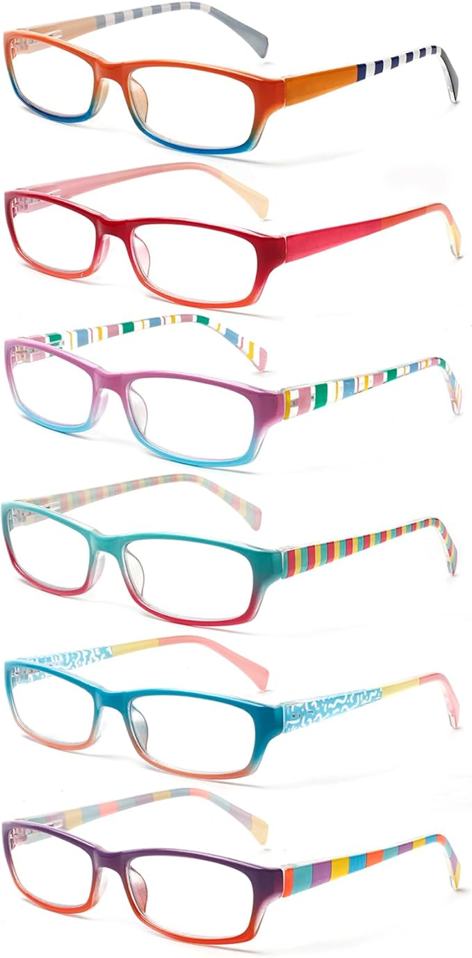 Kerecsen Computer Reading Glasses for Women Blue Light Blocking Glasses for Reading Fashion Pattern Print Eyeglasses for Womens(Mix Color -5, 4.50)