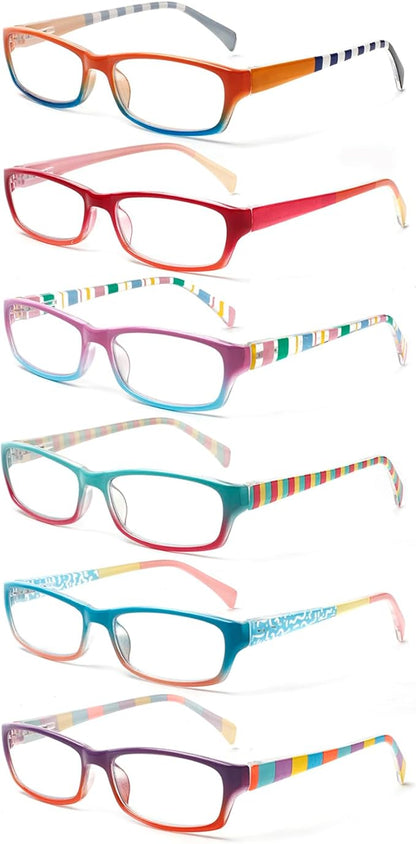 Kerecsen Computer Reading Glasses for Women Blue Light Blocking Glasses for Reading Fashion Pattern Print Eyeglasses for Womens(Mix Color -5, 5.00)