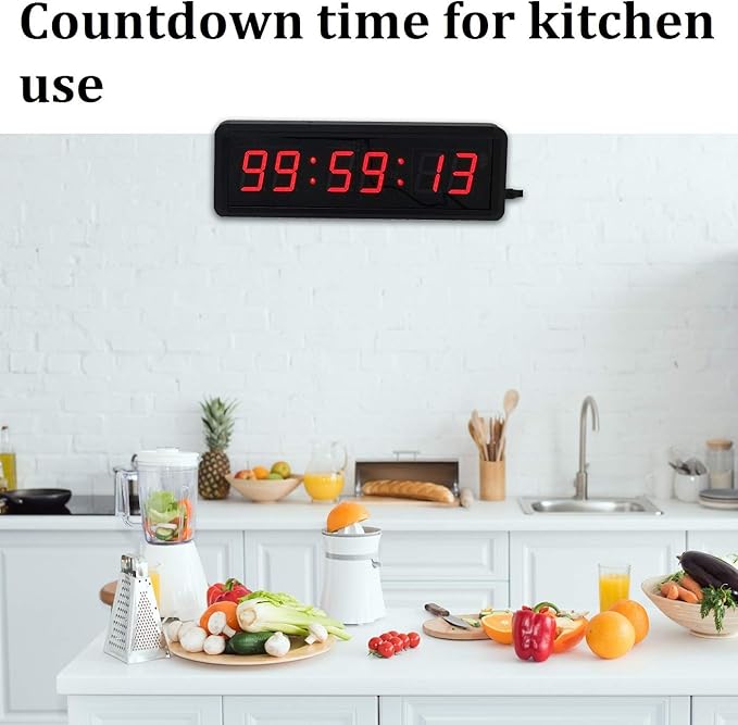 LED Digital Countdown Wall Clock Fitness Timer Stopwatch for Gym (1.5inch Digital High)