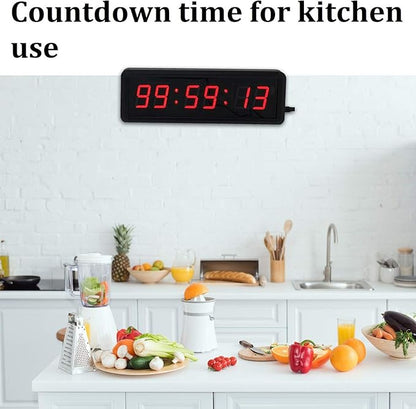 LED Digital Countdown Wall Clock Fitness Timer Stopwatch for Gym (1.5inch Digital High)
