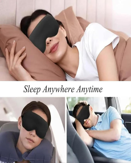 3D Contoured Sleep Mask for Side Sleepers & Travel – 100% Light Blocking Cat-Eye Design, 20mm Deep Eye Cavity & Adjustable Headband | Black Sleep Mask with Earplids, Gift Card & Pouch (Black)