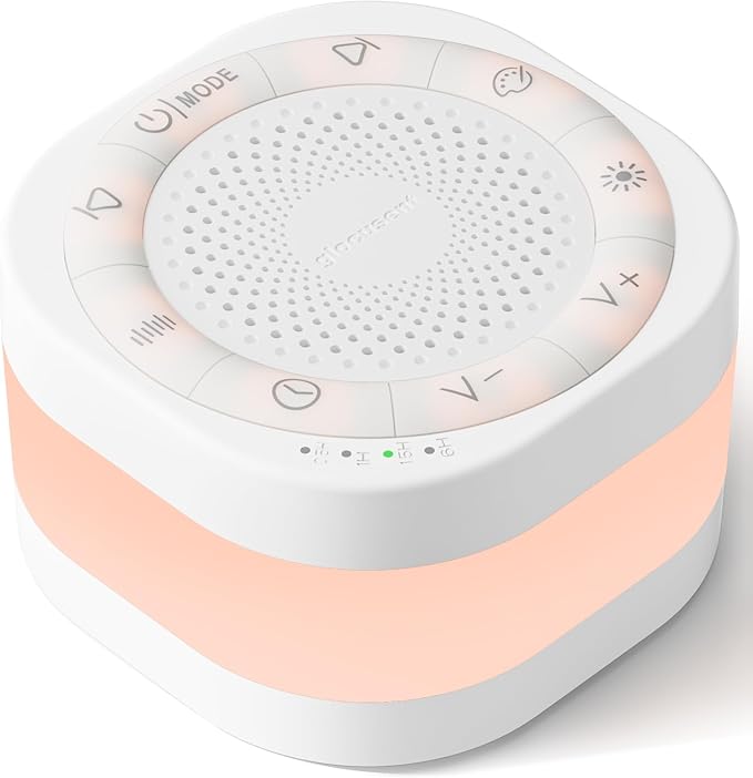 Glocusent White Noise Sound Machine for Sleep, 44 Sounds Includes White Pink Brown Noises & Alpha Brainwaves, Dual-Track Combination for Baby Kids & Adults, 2 Gradient, Breathing & 8 Static Colors