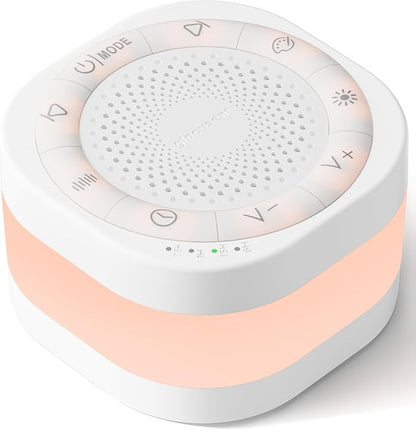 Glocusent White Noise Sound Machine for Sleep, 44 Sounds Includes White Pink Brown Noises & Alpha Brainwaves, Dual-Track Combination for Baby Kids & Adults, 2 Gradient, Breathing & 8 Static Colors