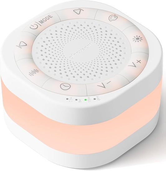 Glocusent White Noise Sound Machine for Sleep, 44 Sounds Includes White Pink Brown Noises & Alpha Brainwaves, Dual-Track Combination for Baby Kids & Adults, 2 Gradient, Breathing & 8 Static Colors