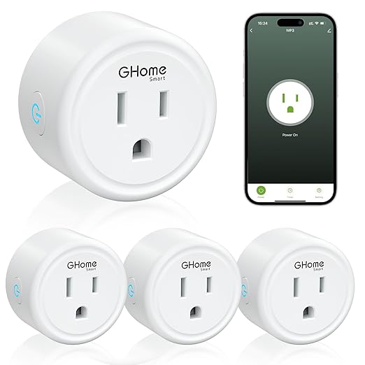 GHome Smart Mini Wi-Fi Plug, Smart Home Wi-Fi Outlet Compatible with Alexa, Google Home & IFTTT, No Hub Required, UL Certified, 2.4G WiFi Only, 4 Count (Pack of 1), White