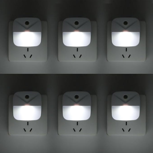 KINUR 6 Pack LED Night Light Plug into Wall, Daylight White Color Dusk to Dawn Sensor Automatic on and Off for Kids, Nursery, Bedroom, Bathroom, Hallway, Stairs, Kitchen