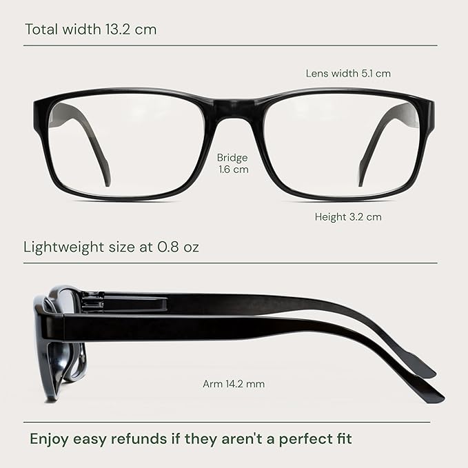 Gaoye 2-Pack of Reading Glasses +2.25 - Blue-Light Filter, UV Protection - Readers with Rectangle Frames