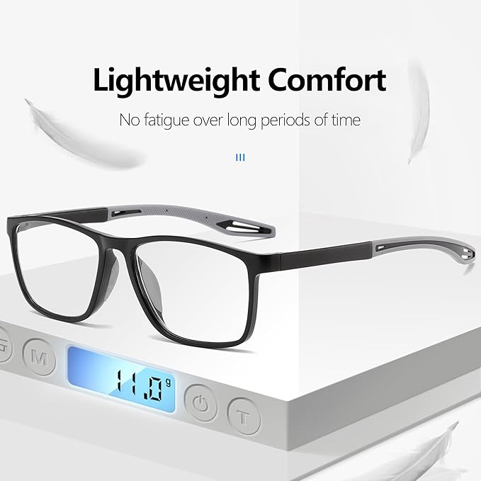 Reading Glasses for Men Sporty Design TR90 Blue Light Blocking Reader Comfortable and Flexible Lightweight HHLD +2.0