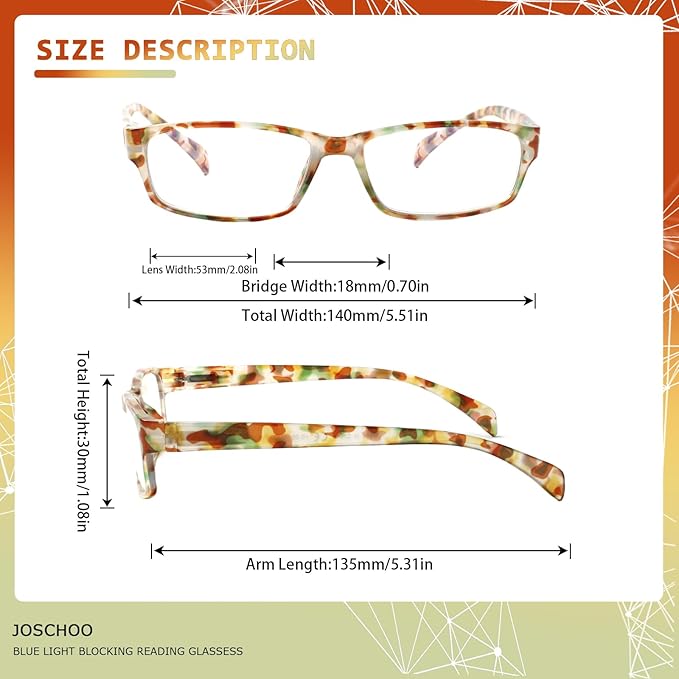 JOSCHOO Computer Reading Glasses for Women and Men 6 Pack Blue Light Blocking Spring Hinge Readers
