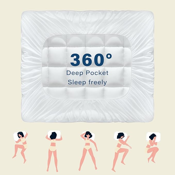Anluoer King Mattress Topper, Memory Foam Pillow Top Mattress Topper for Back Pain, Extra Thick Breathable Mattress Pad with 8-21" Deep Pocket, 78x80 Inches, White
