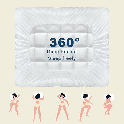 Anluoer King Mattress Topper, Memory Foam Pillow Top Mattress Topper for Back Pain, Extra Thick Breathable Mattress Pad with 8-21" Deep Pocket, 78x80 Inches, White