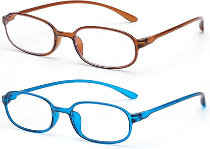 AQWANO 2 Pack Blue Light Blocking Computer Reading Glasses UV Protection Flexible TR90 Frame Lightweight Readers Glasses for Women Men +2.0