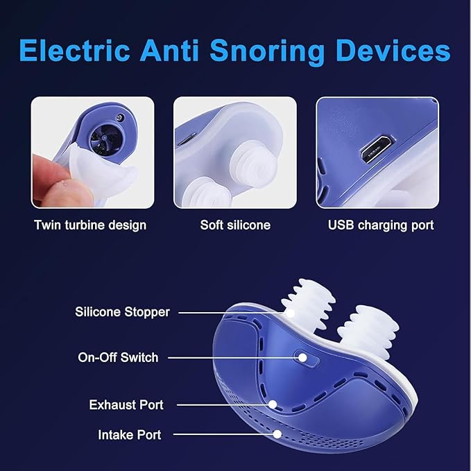 Anti Snoring Device - Mini SleepApnea Devices - Variable Anti Snoring Aid - Upgraded Stop Snoring Solution - Suitable for All Nose Shapes - Blue - P7
