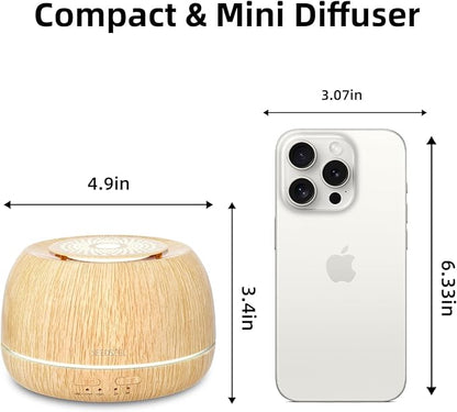 300ML Essential Oil Diffuser 8 Hours Run Time, Aromatherapy Diffuser with Remote Control,7-Color LED for Home