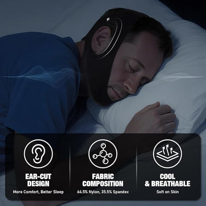 Anti Snore Chin Strap for Sleeping Jaw Tape Mouth Snoring Sleep Devices Stopper Solution Cpap Users Head Mouthpiece to Keep Closed Mandibular Advancement Reducing Aids Men Women