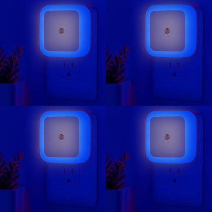 Night Lights Plug into Wall - 4-Pack Blue Nightlight Smart Dusk to Dawn Sensor Plug in LED Lighting, Safe Auto-On/Off Lamp for Kids Adults Home Living Room Kitchen Bedroom Bathroom Toilet Hallway