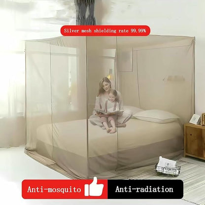 Silver Fiber EMF Shielding Bed Canopy,Blocks Radiation/EMF/WiFi/5G Other RF Attenuation 10MHz-10GHz 35-60dB,Mosquitoes Net Bed Canopy~/
