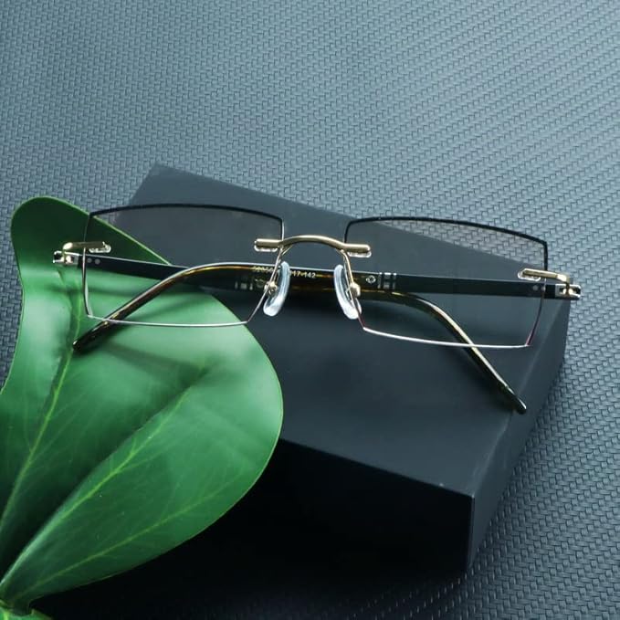 LifeArt Blue Light Blocking Glasses,Computer Reading Glasses,Rimless Frame Tinted Lens with Diamond,Stylish for Men (+1.50 Magnification)