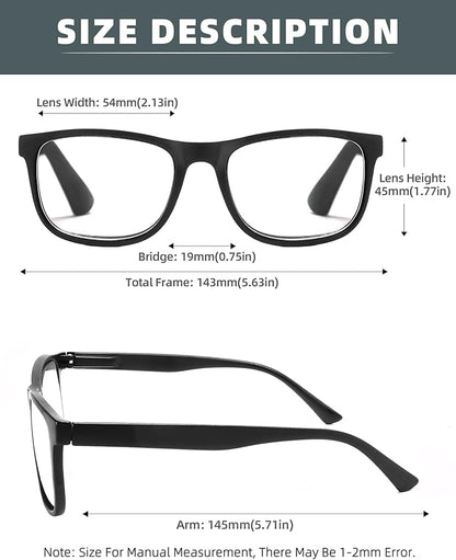 Blue Light Blocking Reading Glasses Men Large Oversized Square Readers Wide fit Cheaters for Men W/Big Head/Large Face