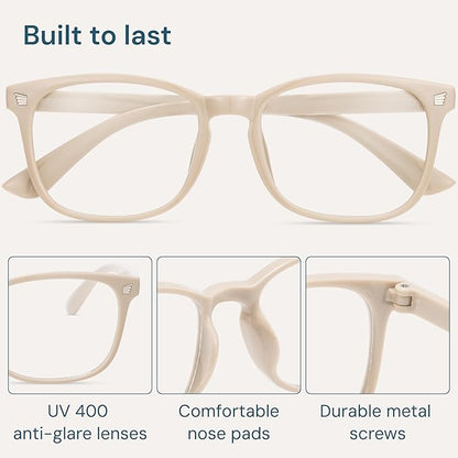 Gaoye Milky Blue Light Glasses for Computer & Gaming - Anti UV Ray Lenses, Scratch-Resistant & Comfort Fit
