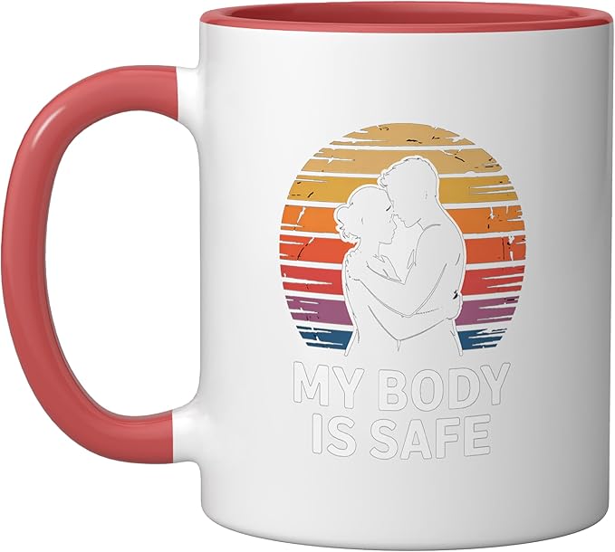 Breathing Relaxation Stress Relief Vagus Nerve Stimulation Ceramic Mug, Red/White