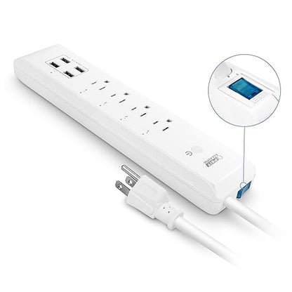 Feit Electric Wi-Fi Smart Power Strip, 4 Smart Outlets + 4 USB Ports, App & Voice Control, Works with Alexa & Google Assistant, 2.4GHz Network, Schedule & Timer Function, LED Indicator