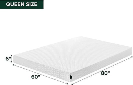 Zinus 6 Inch Queen Cooling Essential Memory Foam Mattress [NewVersion], Fiberglass Free, Medium Feel, Breathable Cooling Layers, Certified Safe Materials